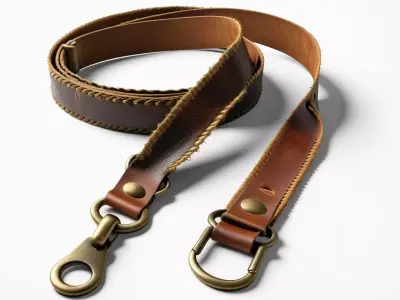 Worn Leather Rifle Sling 3D model