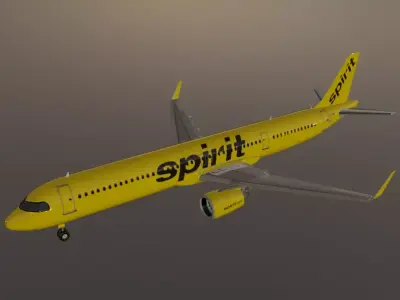 Spirit AIrlines airbus a321neo low poly 3D Model Low-poly 3D model