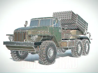 BM-21 Grad Aged PBR Low-poly 3D model