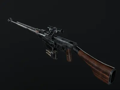 PTRS-41 ussr ww2 anti-tank rifle scope  Low-poly 3D model