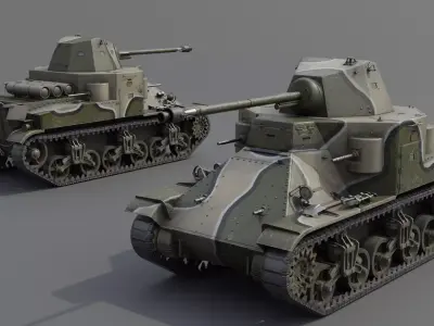 M2E2 Flamethrower Medium Tank Low-poly 3D model