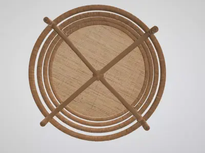 Storied Home Rattan and Banana Leaf Round Coffee Table Free low-poly 3D model