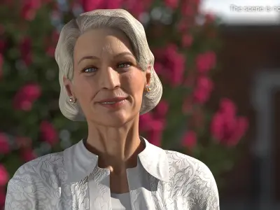 Elderly Woman with Handbag Rigged 3D model