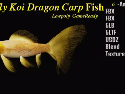 Butterfly Koi Fish Low-poly 3D model