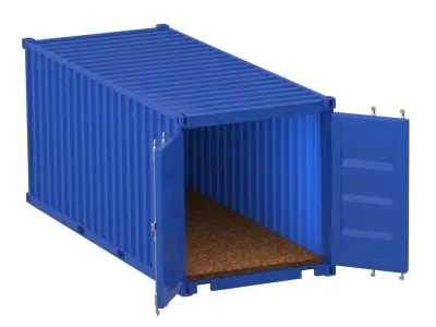 20 ft Container blue 3D model
