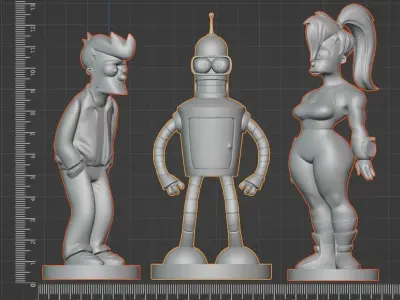 Futurama Set - Fry -Bender - Leela - STL Files with Presupports 3D print model purchase