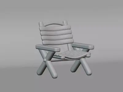Camping Chair Low-poly 3D model