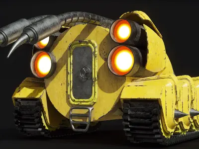 Fantasy Drill Underground Heavy Vehicle Rigged PBR 3D model