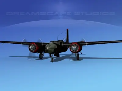 Douglas B-26C Invader V01 USAF Korea 3D model