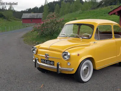 Retro Coupe Fiat 600 Yellow 3D model