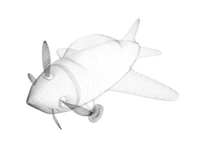 Small blue airplane 3D model