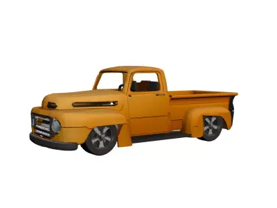 Low Poly 1950 Pickup Truck 3D Model Optimized Retro Vehicle  Low-poly 3D model