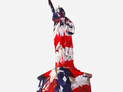 Low Polygon Art USA color Liberty Statue Low-poly 3D model