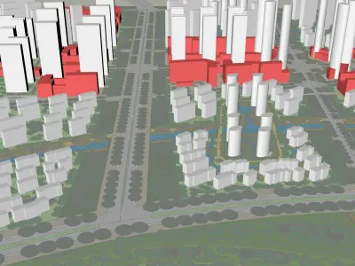 Urban highrise building building ancillary building commercial 3D model