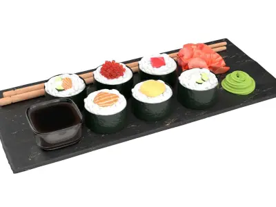 Japanese sushi rolls 3D model