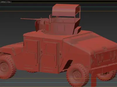 Armored Humvee with chicken basket Low-poly 3D model