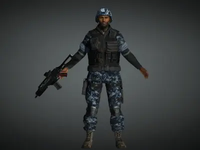 AAA Military Male Character 05 Low-poly 3D model