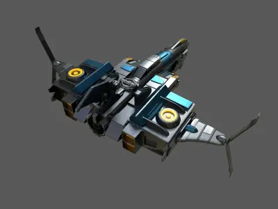 Spaceship Commander Starship combat low poly space scifi  Low-poly 3D model
