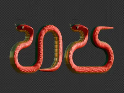 2025 Chinese New Year Of Serpent Top View 3D Render Illustration 3D model