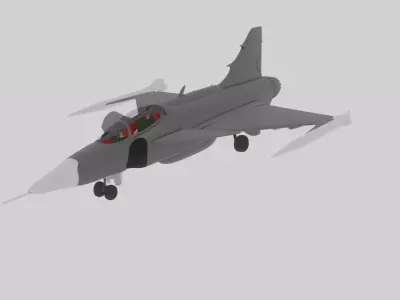 Jas 39 Low-poly rigged and pilot Low-poly 3D model
