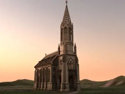 3D Church Model at sunset 3D model