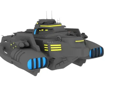 SCI-FI Battleship Poseidon Free low-poly 3D model