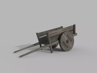 Medieval WhellBarrow 001 Low Poly Low-poly 3D model