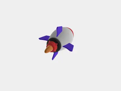 missile 3D illustration model cartoon for animation Low-poly 3D model
