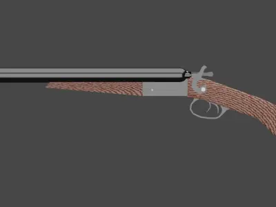 Double Barrel Shotgun Low-poly 3D model