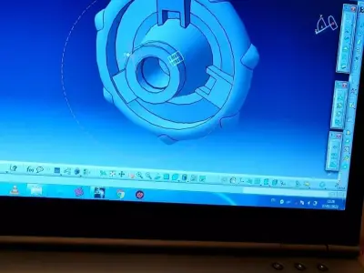 3d mechanical model person using laptop with design Free 3D model