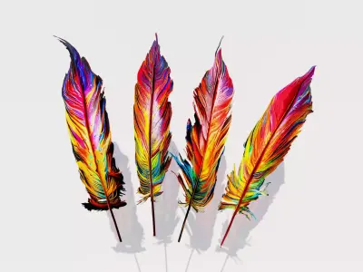 Colorful Feathers Low-poly 3D model