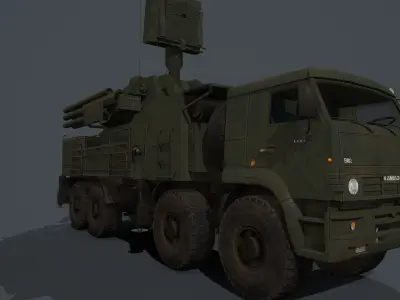 Pantsir S1 and S2 pack Low-poly 3D model