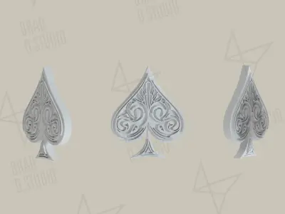Playing Cards Symbols Pro Vector Spade Platinum and Golden 3D model