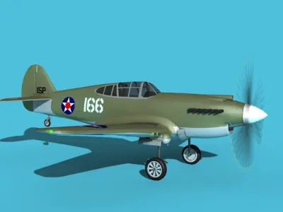 Curtiss P-40B Warhawk V13 USAAF 3D model