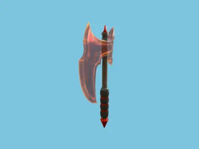 Medieval Battle Axe 02 Transparent Red - Fantasy Weaponry Low-poly 3D model