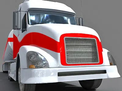 Red Striped Truck 4 3D model