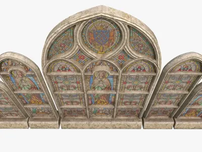 Stained Glass Window Pack Low-poly 3D model
