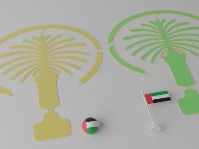 The Palm Jumeirah Island Dubai UAE 3D model