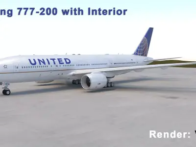 B 777-200 with Interior 3D model