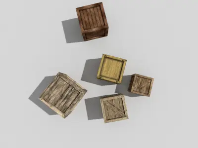 low poly wooden boxes pack 1 Low-poly 3D model