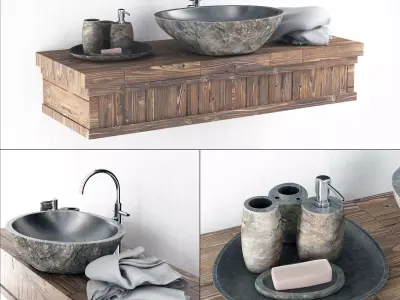 Washbasin stone gray n9 3D model