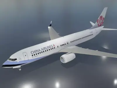 China airlines Boeing 737-800 with cockpit Low-poly 3D model Low-poly 3D model