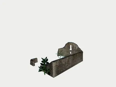 Abandoned Ruin Overgrown with Plants 3D model