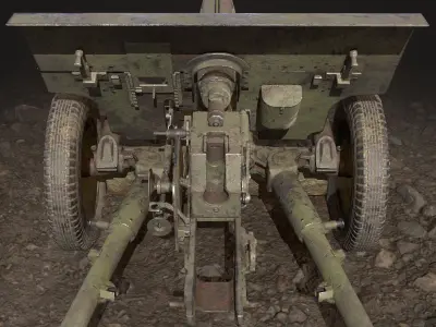 ZIS 2 Cannon USSR Low-poly 3D model