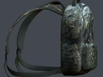 Backpack military combat Black baggage Low-poly Low-poly 3D model