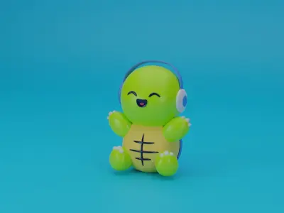 Cute Turtle cartoon 3D blender Low-poly 3D model