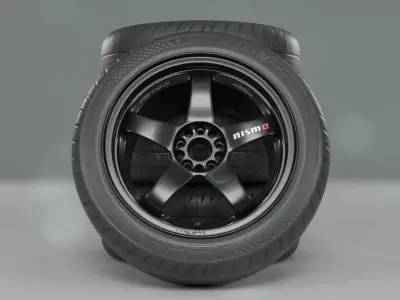 Nismo LMGT4 Wheels Sport Car Set Michelin Realistic Race Tires Free 3D model