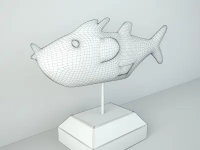 Mali Wood Bozo Fish Puppet 3 3D model