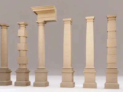 Tuscan column with pedestal and entablature Tuscan Order Gibbs 3D model