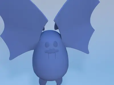 Cute Cartoon Bat Animated 3D model